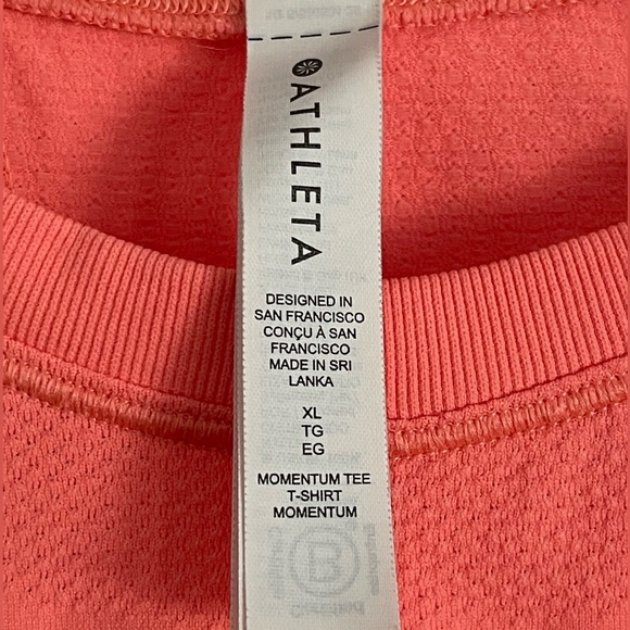 Athleta Momentum Tee in Coral, Size XL EUC, Seamless - Picture 6 of 8